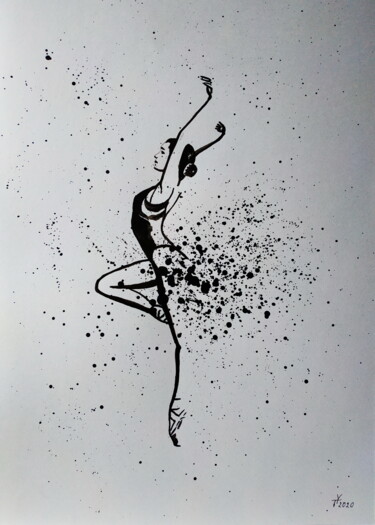 Malerei mit dem Titel "Ballerina №029" von Yaroslav Teslenko, Original-Kunstwerk, Acryl
