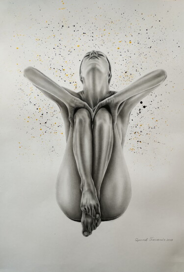 Рисунок под названием "Nude№366" - Yaroslav Teslenko, Подлинное произведение искусства, Древесный уголь