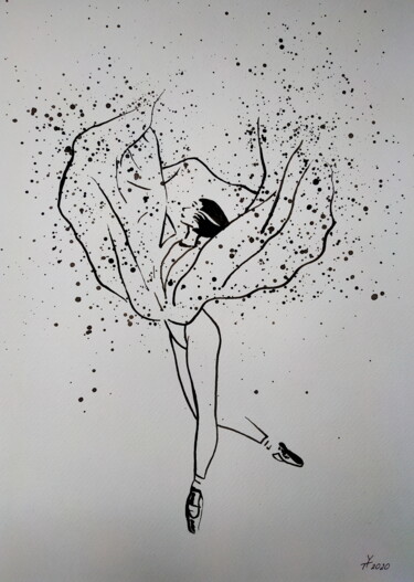 Malerei mit dem Titel "Ballerina №030" von Yaroslav Teslenko, Original-Kunstwerk, Acryl