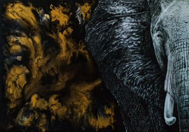 Malerei mit dem Titel "Elephant" von Yaroslav Teslenko, Original-Kunstwerk, Öl