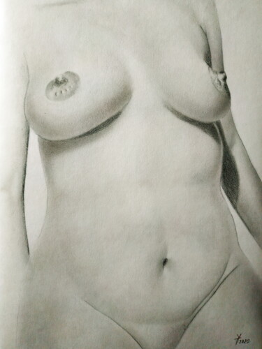 Drawing titled "Nude№371" by Yaroslav Teslenko, Original Artwork, Charcoal