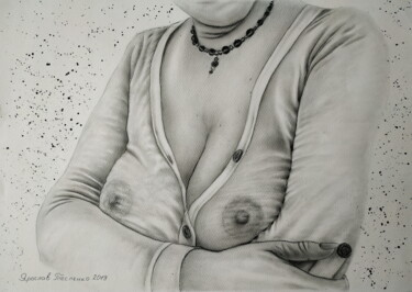 Painting titled "Women's Beauty" by Yaroslav Teslenko, Original Artwork, Charcoal