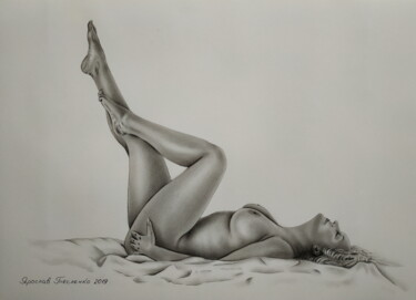 Drawing titled "Nude№365" by Yaroslav Teslenko, Original Artwork, Charcoal