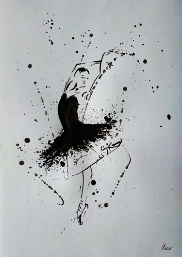 Malerei mit dem Titel "Ballerina №037" von Yaroslav Teslenko, Original-Kunstwerk, Acryl