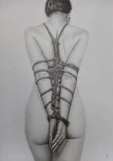 Malerei mit dem Titel "Shibari" von Yaroslav Teslenko, Original-Kunstwerk, Öl