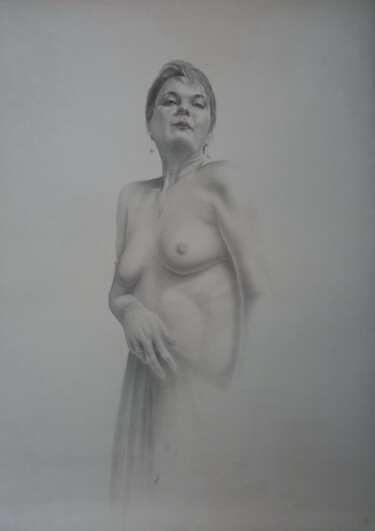 Malarstwo zatytułowany „Nude #374” autorstwa Yaroslav Teslenko, Oryginalna praca, Węgiel drzewny