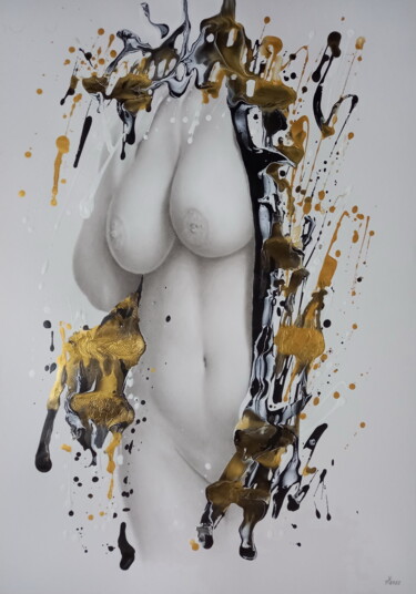 Painting titled "Nude 378" by Yaroslav Teslenko, Original Artwork, Acrylic
