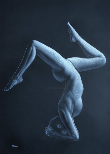 Картина под названием "Yoga 054" - Yaroslav Teslenko, Подлинное произведение искусства, Мел