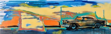 Orange car Painting titled "Orange car" by Yaroslav Yasenev, Original Art, Acrylic