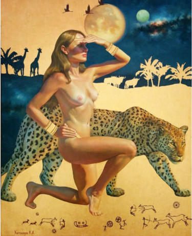 Pittura intitolato "GD. Safari On The B…" da Ksenia Yarovaya, Opera d'arte originale, Olio