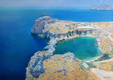 Malerei mit dem Titel "Emerald lagoon. Rod…" von Ksenia Yarovaya, Original-Kunstwerk, Öl Auf Keilrahmen aus Holz montiert