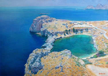Pintura titulada "Emerald lagoon. Rod…" por Ksenia Yarovaya, Obra de arte original, Oleo Montado en Bastidor standard
