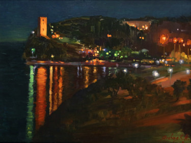 Картина под названием "Night lights N.Fokea" - Ksenia Yarovaya, Подлинное произведение искусства, Масло