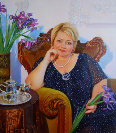Malarstwo zatytułowany „A beautiful woman” autorstwa Ksenia Yarovaya, Oryginalna praca, Olej