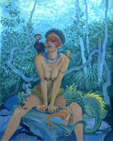 Картина под названием "Cabocla de floresta" - Sergey Yarovoy, Подлинное произведение искусства, Другой