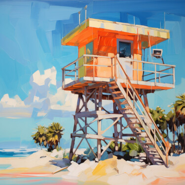 Painting titled "Vibrant Lifeguard S…" by Yasemen Asad, Original Artwork, Acrylic