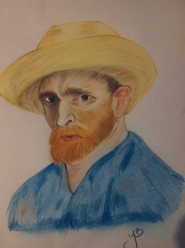 Pintura intitulada "Van Gogh" por Y.B, Obras de arte originais, Caneta de gel