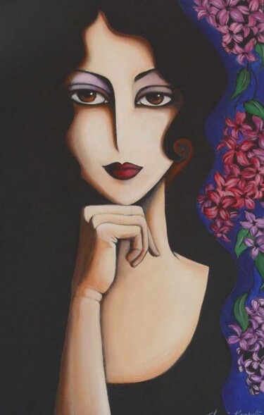 Peinture intitulée "Lilac Lady" par Yasemin Karabenli, Œuvre d'art originale