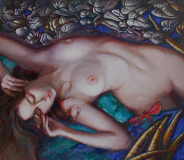 Pintura titulada "the girl is a drago…" por Yaseneva Svetlana, Obra de arte original, Oleo
