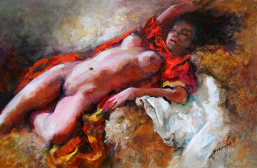 Pittura intitolato "Nude model" da Yaseneva Svetlana, Opera d'arte originale, Olio