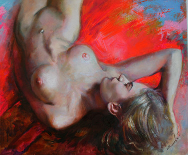 Pittura intitolato "The girl in scarlet…" da Yaseneva Svetlana, Opera d'arte originale, Olio