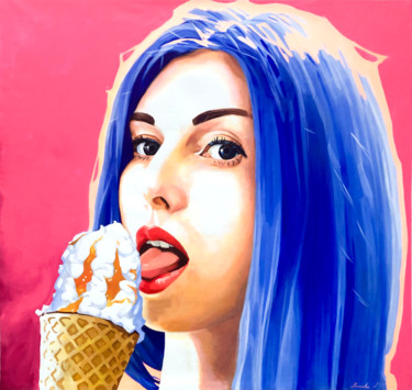 Peinture intitulée "Girl with ice cream" par Yaseneva Svetlana, Œuvre d'art originale, Acrylique