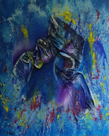 Schilderij getiteld "Blue jeans" door Yasmina Sebti, Origineel Kunstwerk, Acryl