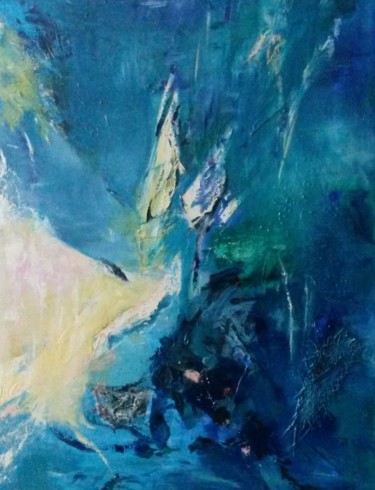 Painting titled "BLEU-ABYSSAL" by Dyasmines, Original Artwork, Oil