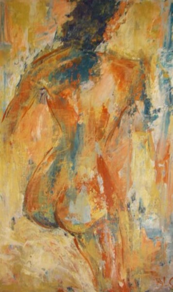 Peinture intitulée "FEMME ASSISE" par Yasmine Bloch, Œuvre d'art originale, Huile