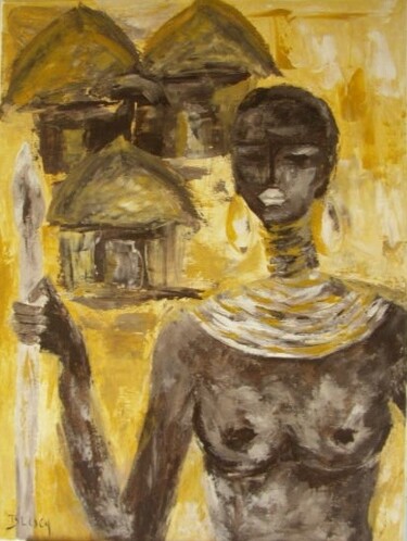 Peinture intitulée "MASSAI" par Yasmine Bloch, Œuvre d'art originale, Huile