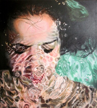 Pittura intitolato "Drowning" da Yasmine Samir Abd El-Azeem, Opera d'arte originale, Acrilico Montato su Telaio per barella…