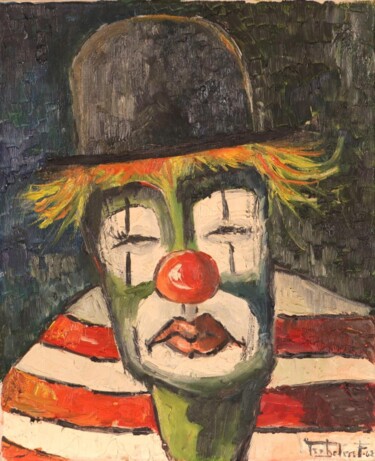 Peinture intitulée "The clown (Signé :…" par Yasmine V-W, Œuvre d'art originale