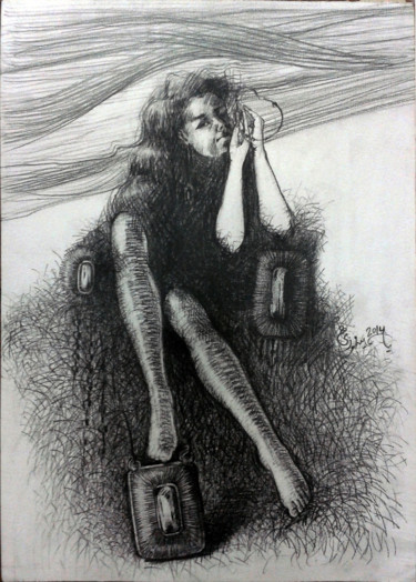 Peinture intitulée "woman1" par Yasmeen Fawzy Rwash, Œuvre d'art originale, Crayon
