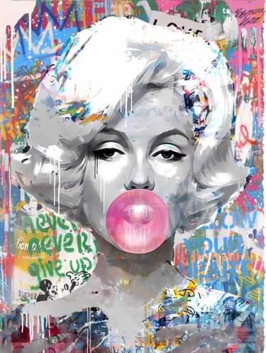 Schilderij getiteld "Marylin Monroe Port…" door Yass, Origineel Kunstwerk, Acryl