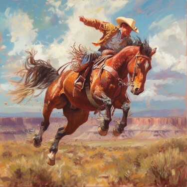 Painting titled "Cowboy" by Yass, Original Artwork, Oil