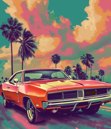 Painting titled "Muscle Cars" by Yass, Original Artwork, Acrylic