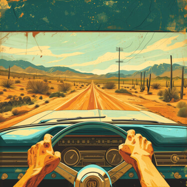 Peinture intitulée "Retro Road Trip" par Yass, Œuvre d'art originale, Acrylique