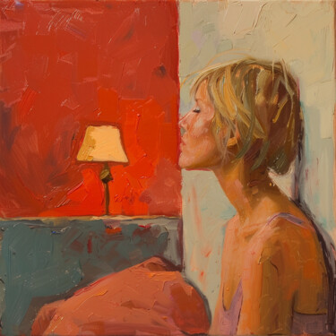 Painting titled "Red Bedroom" by Yass, Original Artwork, Oil