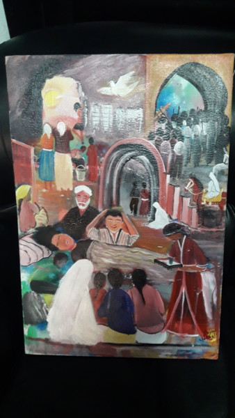 Peinture intitulée "monde arab" par Yassine Driouech, Œuvre d'art originale, Peinture vitrail