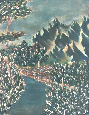Peinture intitulée "paysage de montagnes" par Art-Is, Œuvre d'art originale