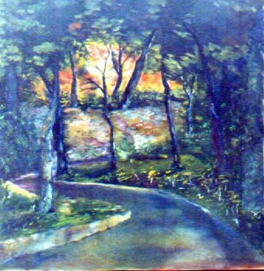 Painting titled "paysage de forêt" by Art-Is, Original Artwork