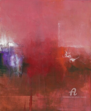 Pittura intitolato "Paysage Rouge" da Yasuko Okamoto, Opera d'arte originale, Acrilico