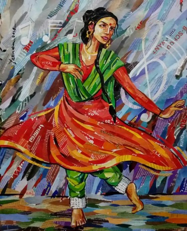 Schilderij getiteld "the-dancing-girl.jpg" door Yatindra Mahobe, Origineel Kunstwerk