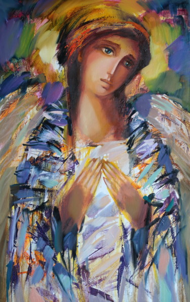 Painting titled "Ангел.jpg" by Sergey Yatnov, Original Artwork, Oil