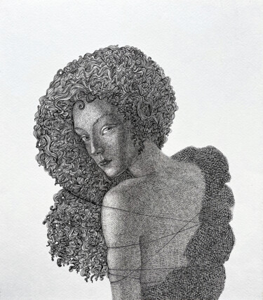 Рисунок под названием "The glance Back" - Yauheniya Oshmian, Подлинное произведение искусства, Чернила