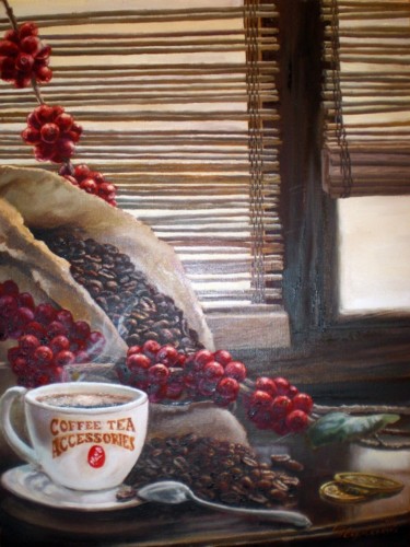 Картина под названием "Кофе" - Yavorivskiy Alexander, Подлинное произведение искусства, Масло