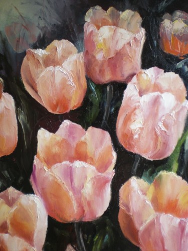 Картина под названием "Абрикосовые тюльпаны" - Yavorivskiy Alexander, Подлинное произведение искусства, Масло