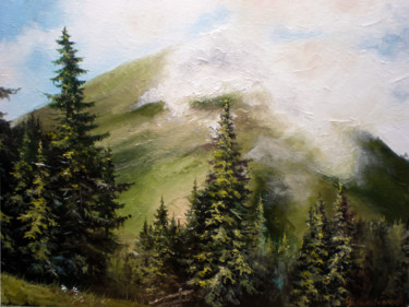 Картина под названием "Гора Петрос в тучах" - Yavorivskiy Alexander, Подлинное произведение искусства, Масло