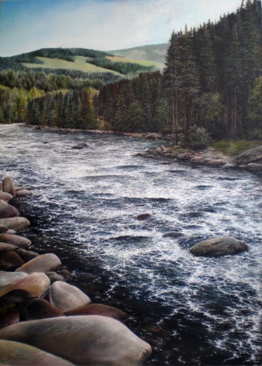 Картина под названием "Шум реки" - Yavorivskiy Alexander, Подлинное произведение искусства, Масло