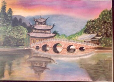 Painting titled "Pont" by Ycrina, Original Artwork